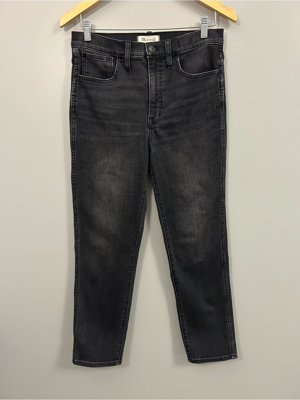 Madewell Roadtripper Stovepipe Washed Black High-Rise Skinny Jeans Size 28
